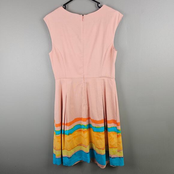 Tracy Reeses X Anthropologie Womens Midi Dress Pleated Watercolor Preppy Size 6 - Picture 2 of 7